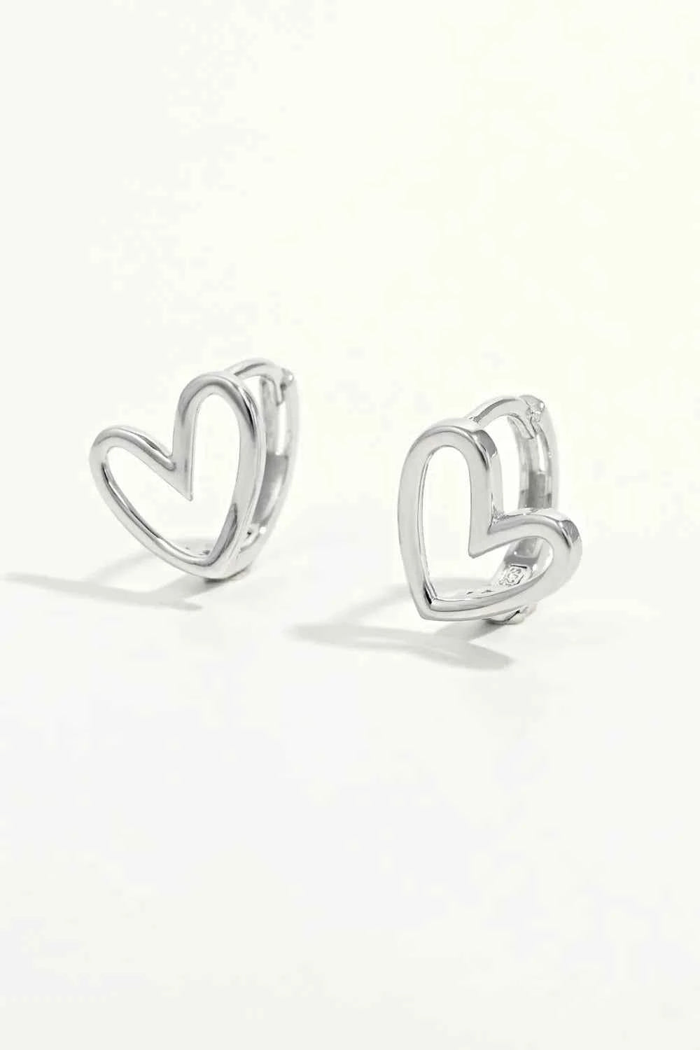 925 Sterling Silver Heart Shape Earrings