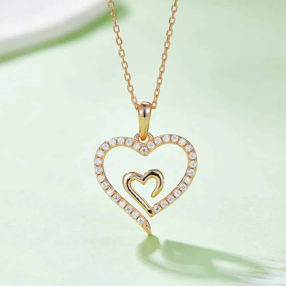 Moissanite 925 Sterling Silver Heart Pendant Necklace