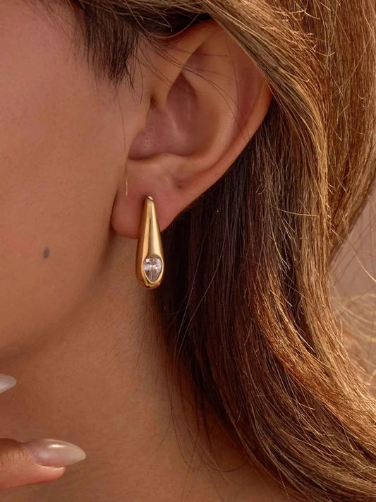 18K Gold-Plated Zircone Teardrop Earrings