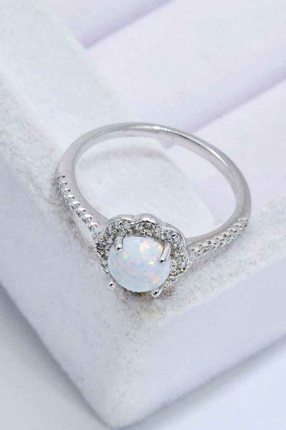 Platinum-Plated 4-Prong Opal Ring