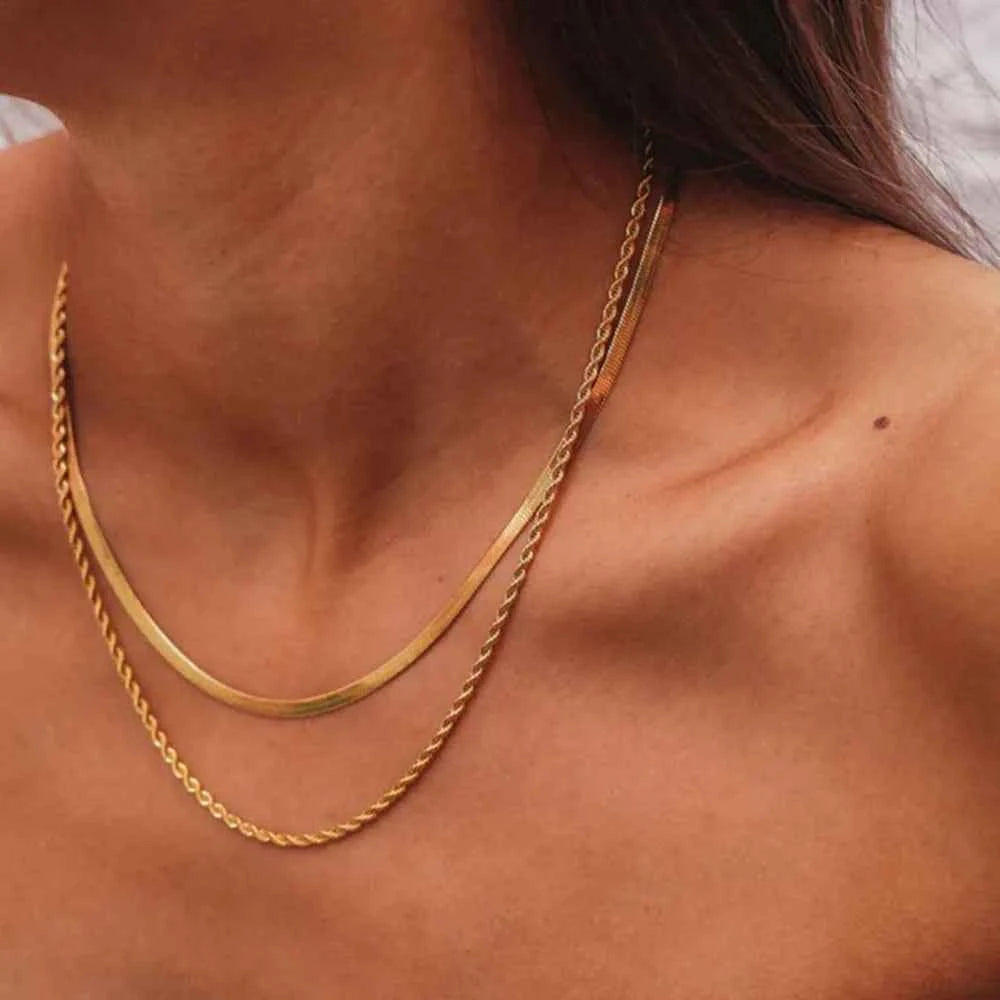 18K Gold-Plated Double-Layered Necklace