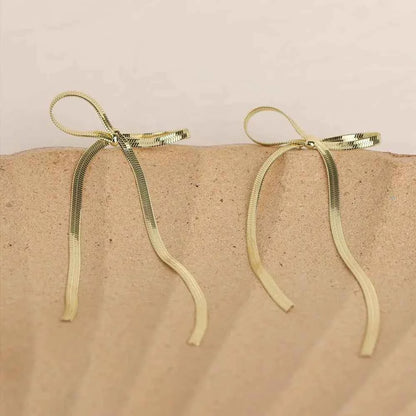 Stainless Steel Bow Bar Earrings