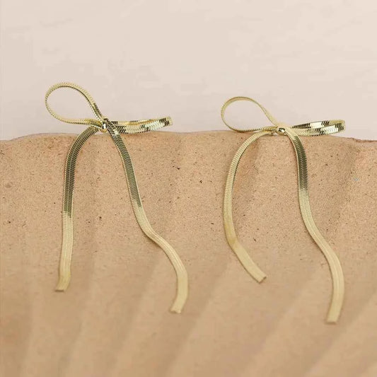 Stainless Steel Bow Bar Earrings