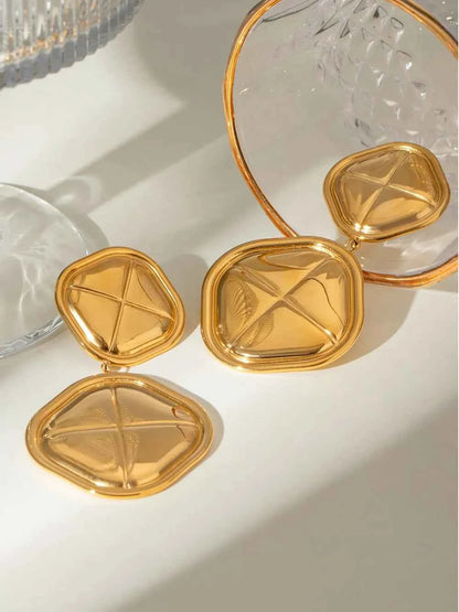 18K Gold-Plated Stainless Steel Square Earrings