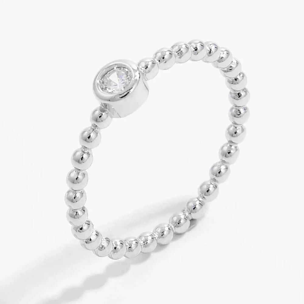 Zircon 925 Sterling Silver Bead Ring