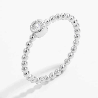 Zircon 925 Sterling Silver Bead Ring