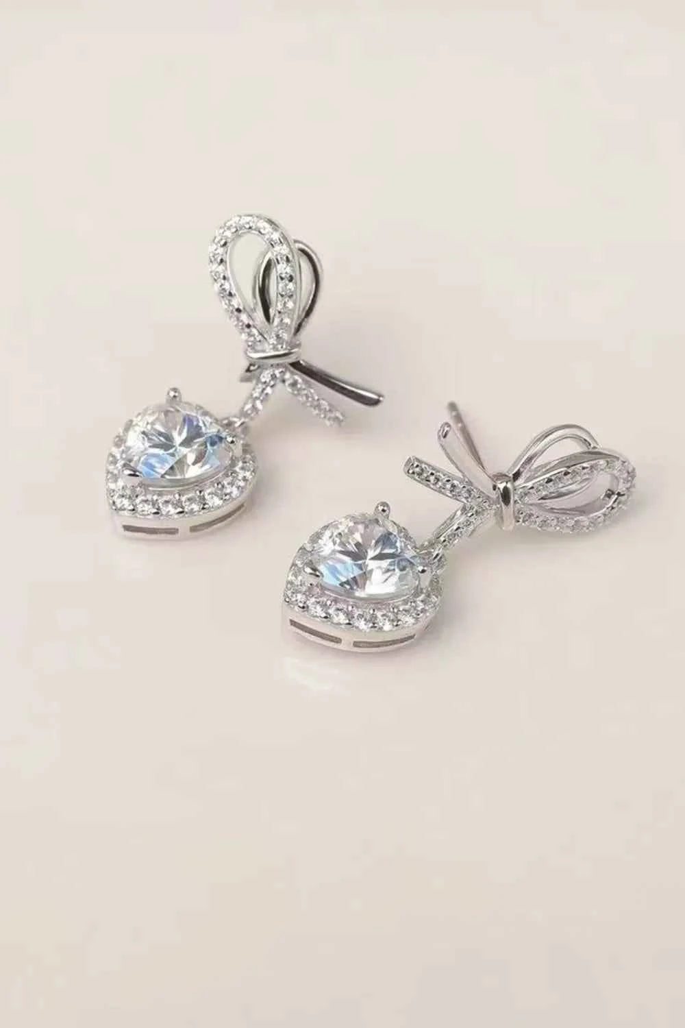 2 Carat Moissanite 925 Sterling Silver Heart Earrings
