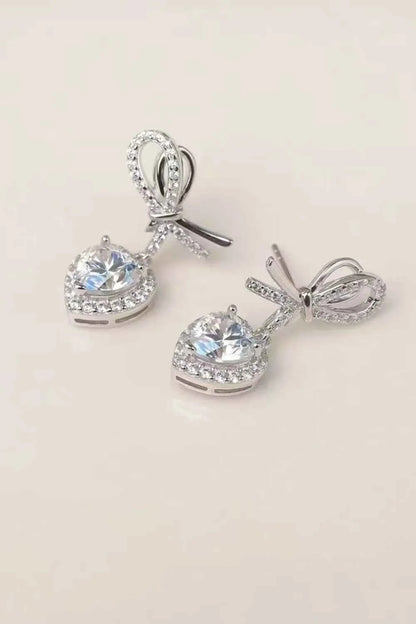 2 Carat Moissanite 925 Sterling Silver Heart Earrings