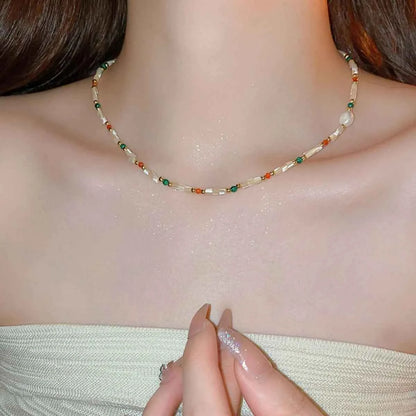 Alloy Pearl Beaded Necklace