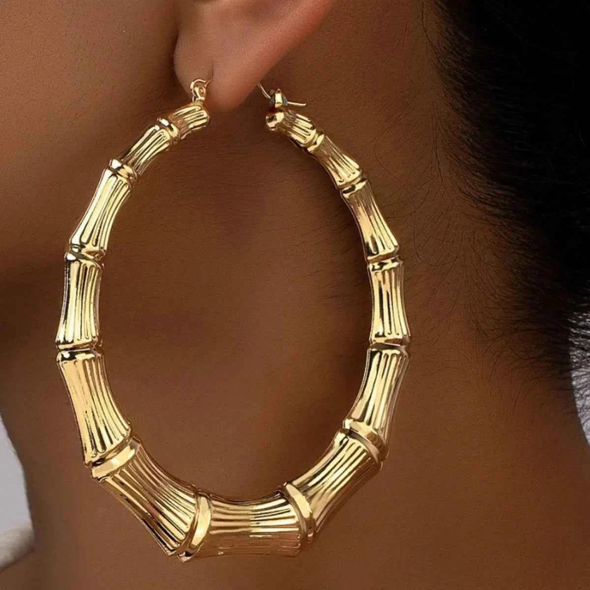 Stainless Steel Textured Hoop Earrings