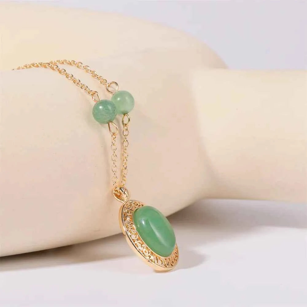 Copper Natural Crystal Pendant Necklace