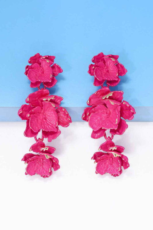 Flower Shape Zinc Alloy Dangle Earrings