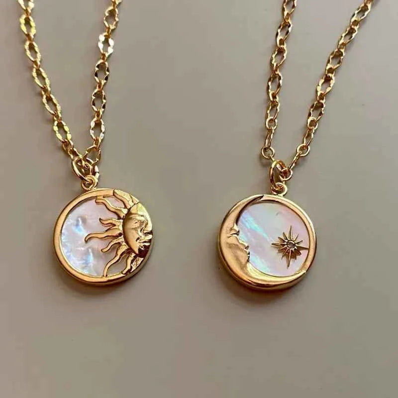 Titanium Steel Sun & Moon Necklace