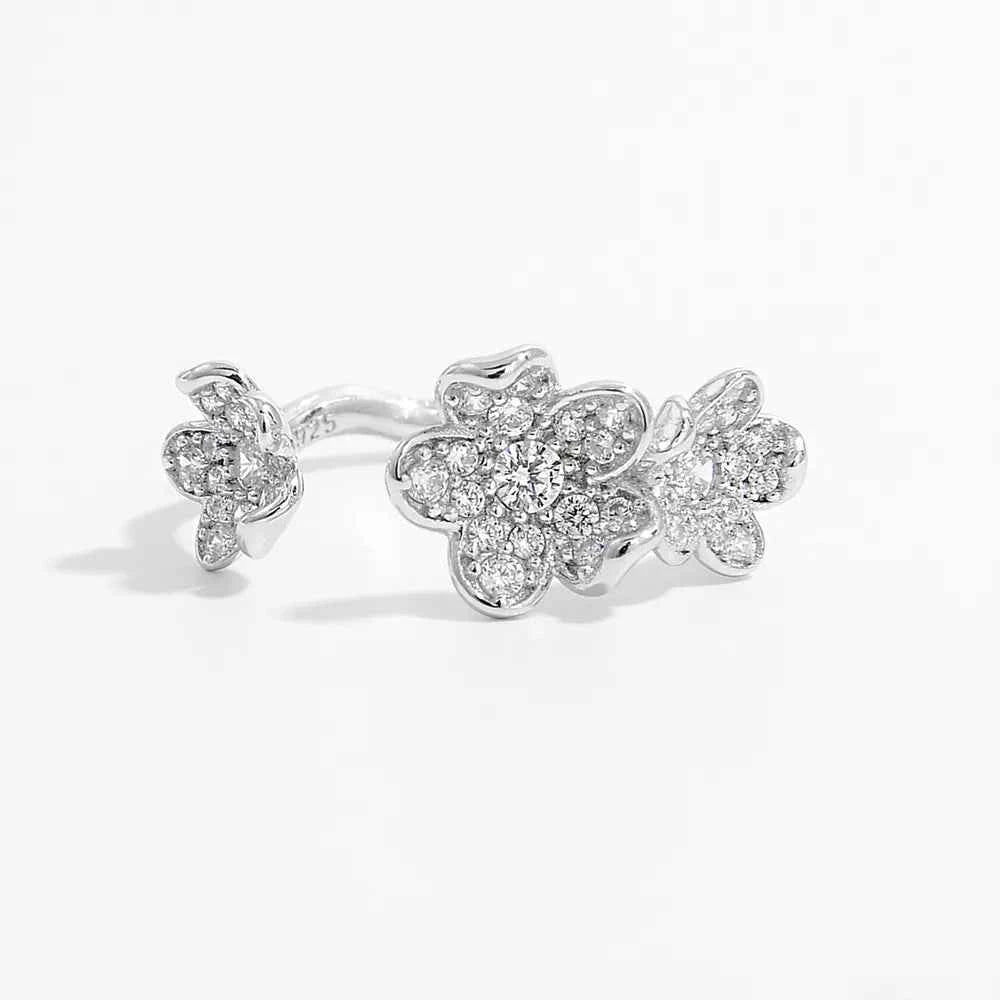 925 Sterling Silver Inlaid Zircon Open Ring