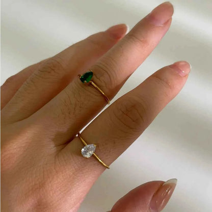 2-Piece 18K Gold-Plated Inlaid Zircon Open Ring