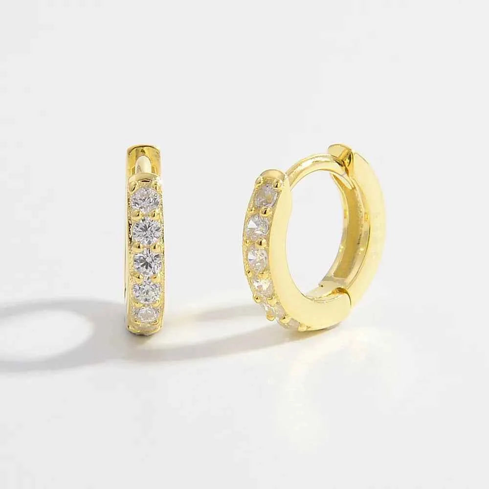 925 Sterling Silver Inlaid Zircon Huggie Earrings