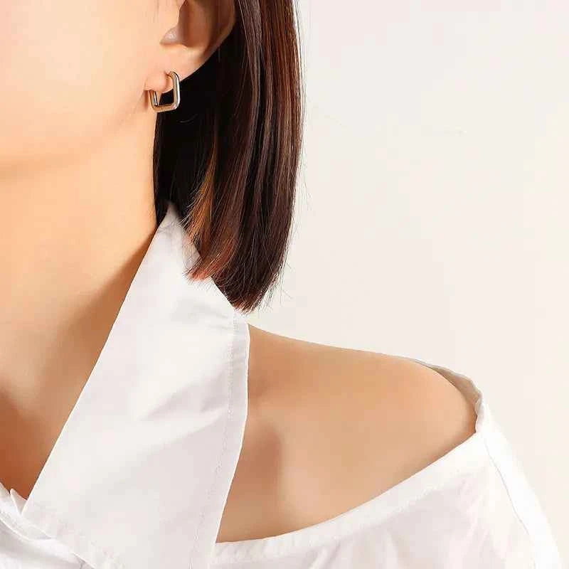 Titanium Steel Geometric Huggie Earrings