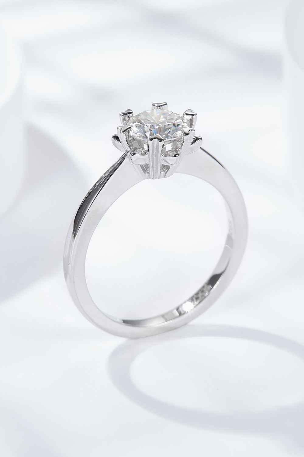 925 Sterling Silver Solitaire Moissanite Ring