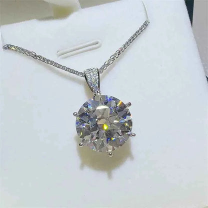 10 Carat Moissanite 925 Sterling Silver Pendant Necklace