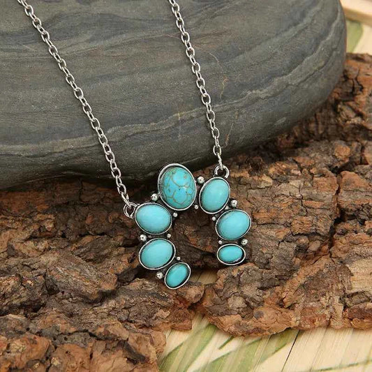 Artificial Turquoise Alloy Pendant Necklace