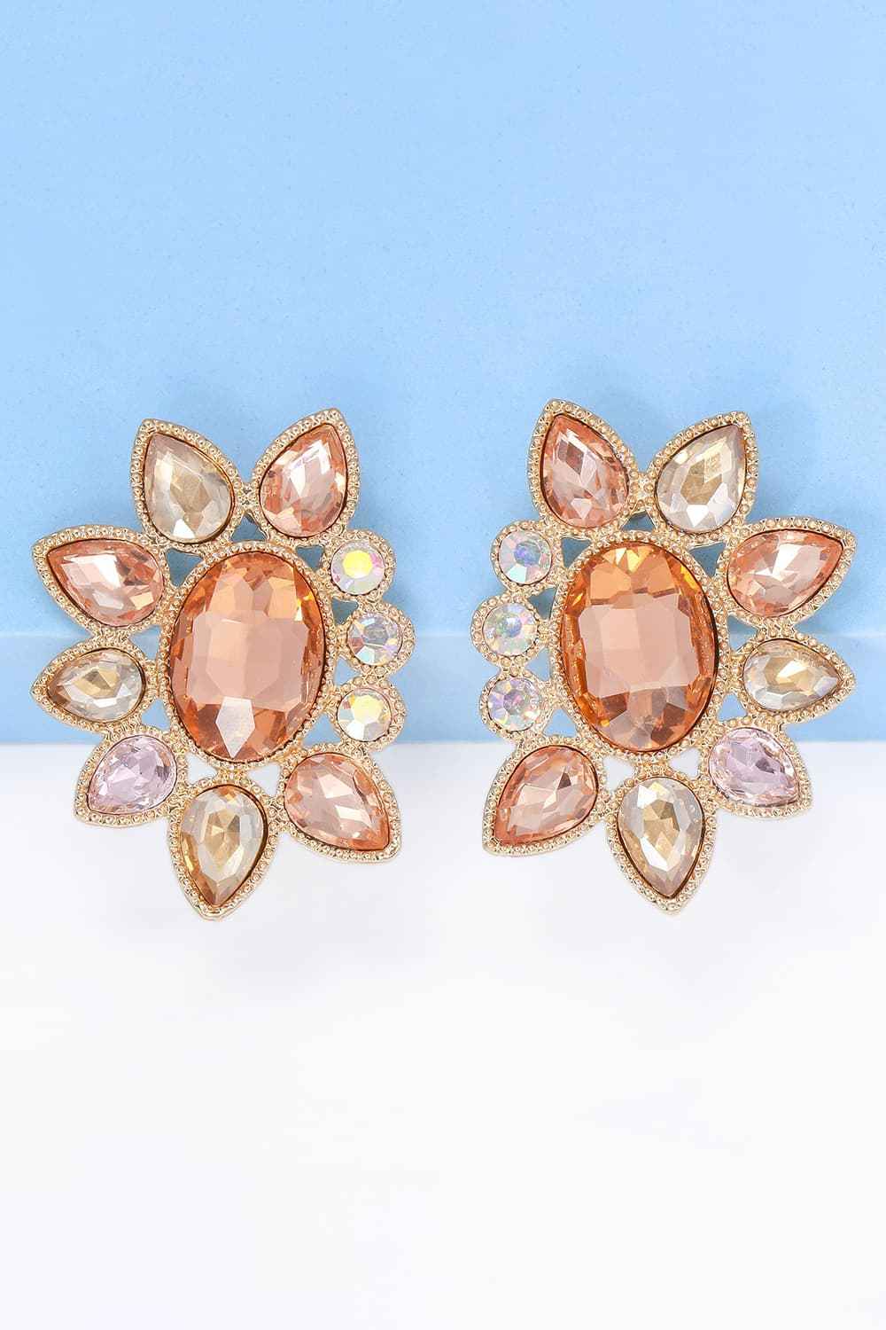 Geometrical Shape Glass Stone Dangle Earrings