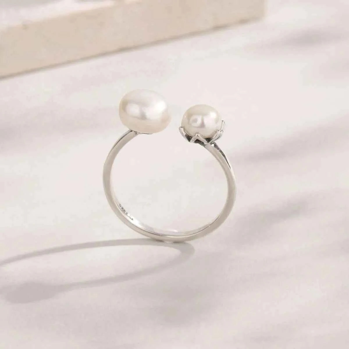 Pearl 925 Sterling Silver Open Ring