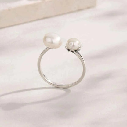 Pearl 925 Sterling Silver Open Ring