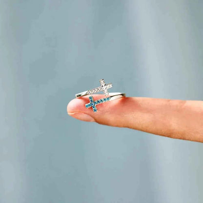 Zircon 925 Sterling Silver Double Cross Bypass Ring