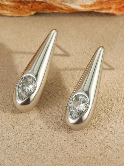 18K Gold-Plated Zircone Teardrop Earrings