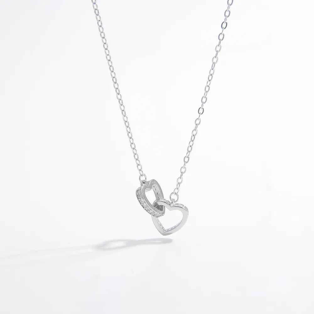 925 Sterling Silver Inlaid Zircon Heart Necklace
