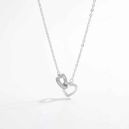 925 Sterling Silver Inlaid Zircon Heart Necklace