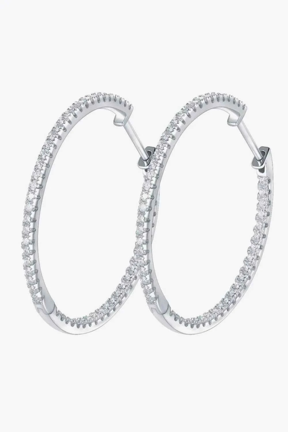 Adored Inlaid Moissanite 925 Sterling Silver Hoop Earrings
