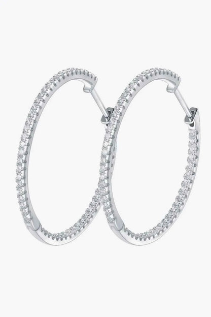 Adored Inlaid Moissanite 925 Sterling Silver Hoop Earrings
