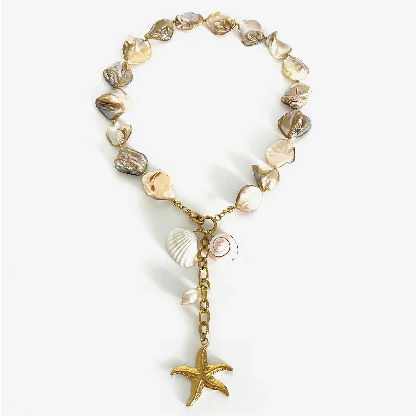 18K Gold-Plated Ocean Theme Necklace with Starfish Pendant
