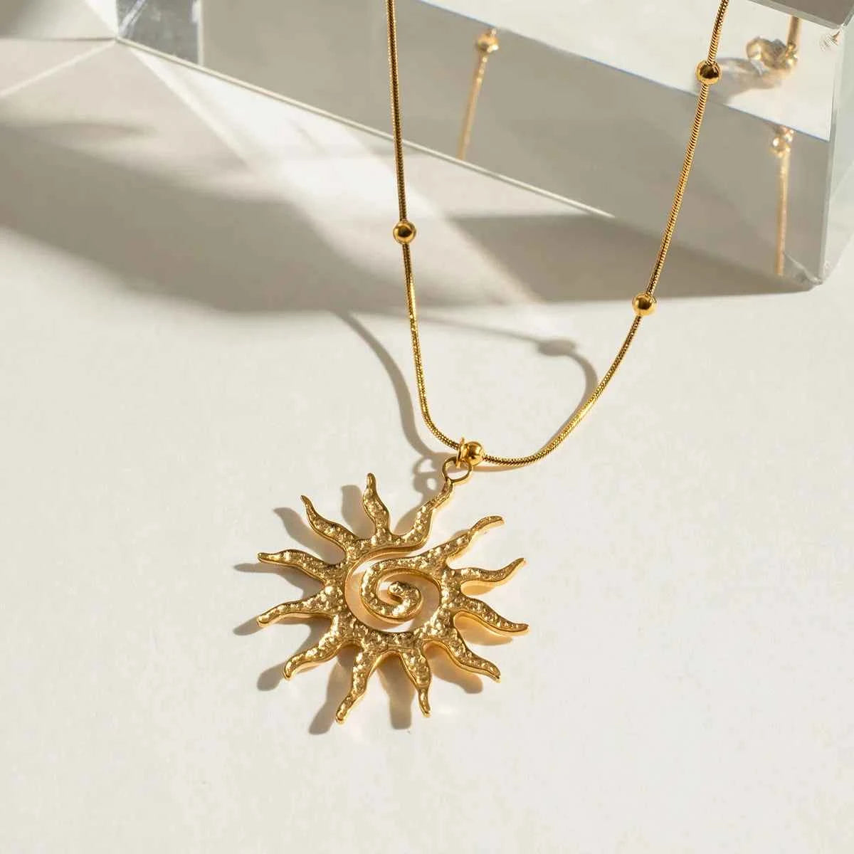18K Gold-Plated Sun Pendant Necklace