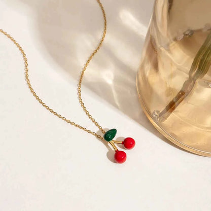 18K Gold-Plated Cherry Pendant Necklace