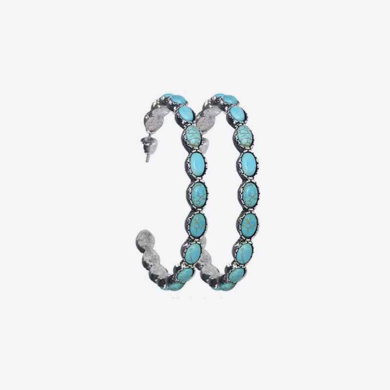 Artificial Turquoise C-Hoop Earrings