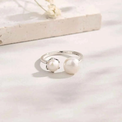 Pearl 925 Sterling Silver Open Ring