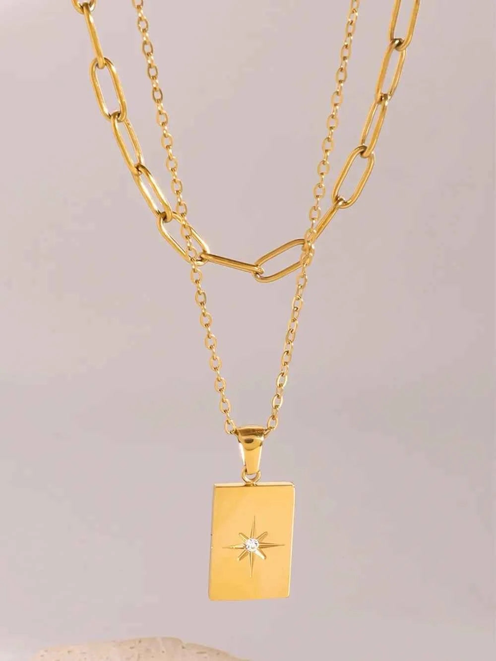 18K Gold-Plated Stainless Steel Double-Layered Necklace