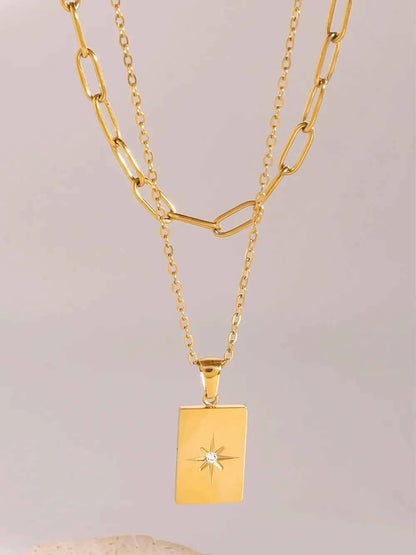 18K Gold-Plated Stainless Steel Double-Layered Necklace
