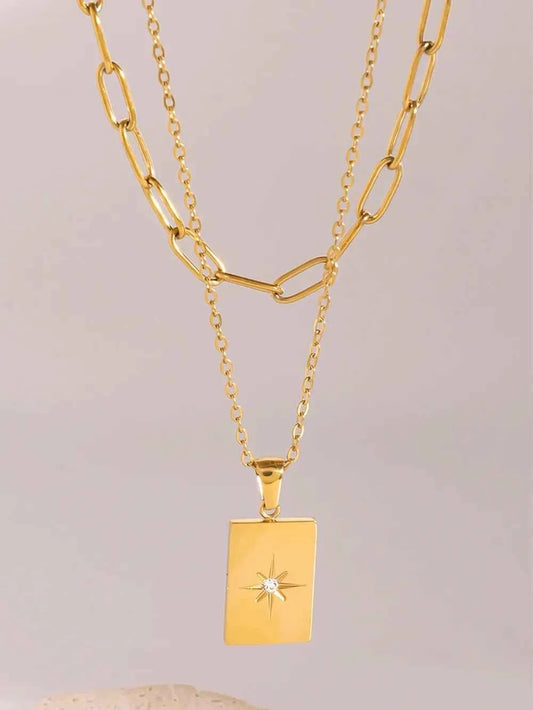 18K Gold-Plated Stainless Steel Double-Layered Necklace