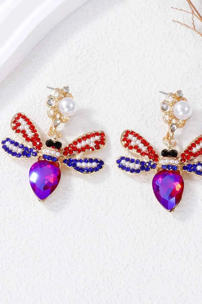 Natural Stone Bee Dangle Earrings