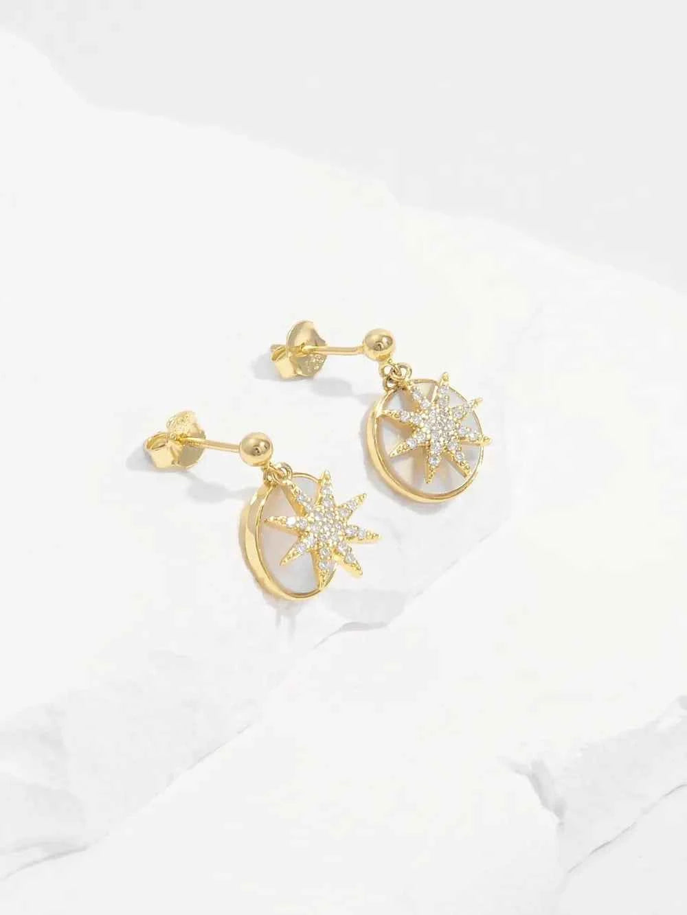18K Gold-Plated 925 Sterling Silver Star Shape Earrings
