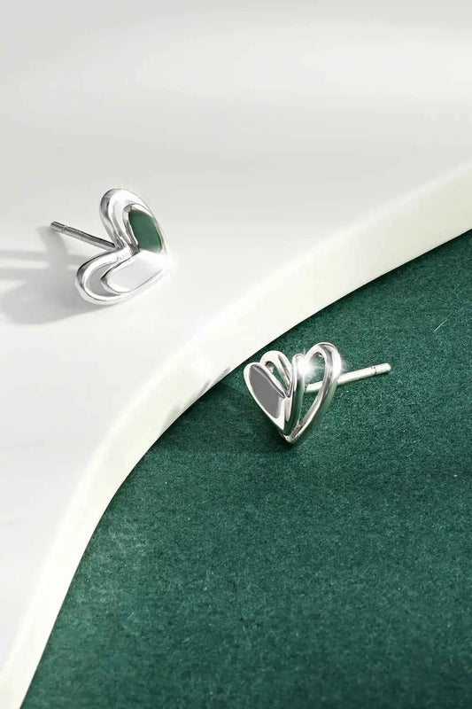 925 Sterling Silver Heart Stud Earrings