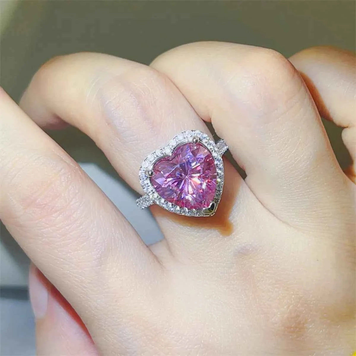 5 Carat Moissanite 925 Sterling Silver Heart Ring