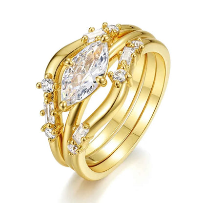 1 Carat Moissanite 925 Sterling Silver 3pcs Ring Set