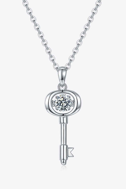 Adored Moissanite Key Pendant Necklace