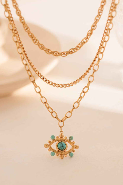 Evil Eye Design Turquoise Pendant Necklace