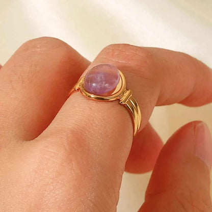 Vintage Natural Stone Gold Plated Adjustable Ring
