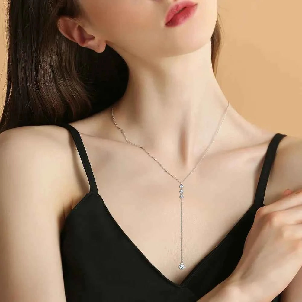 1.3 Carat Moissanite 925 Sterling Silver Drop Necklace
